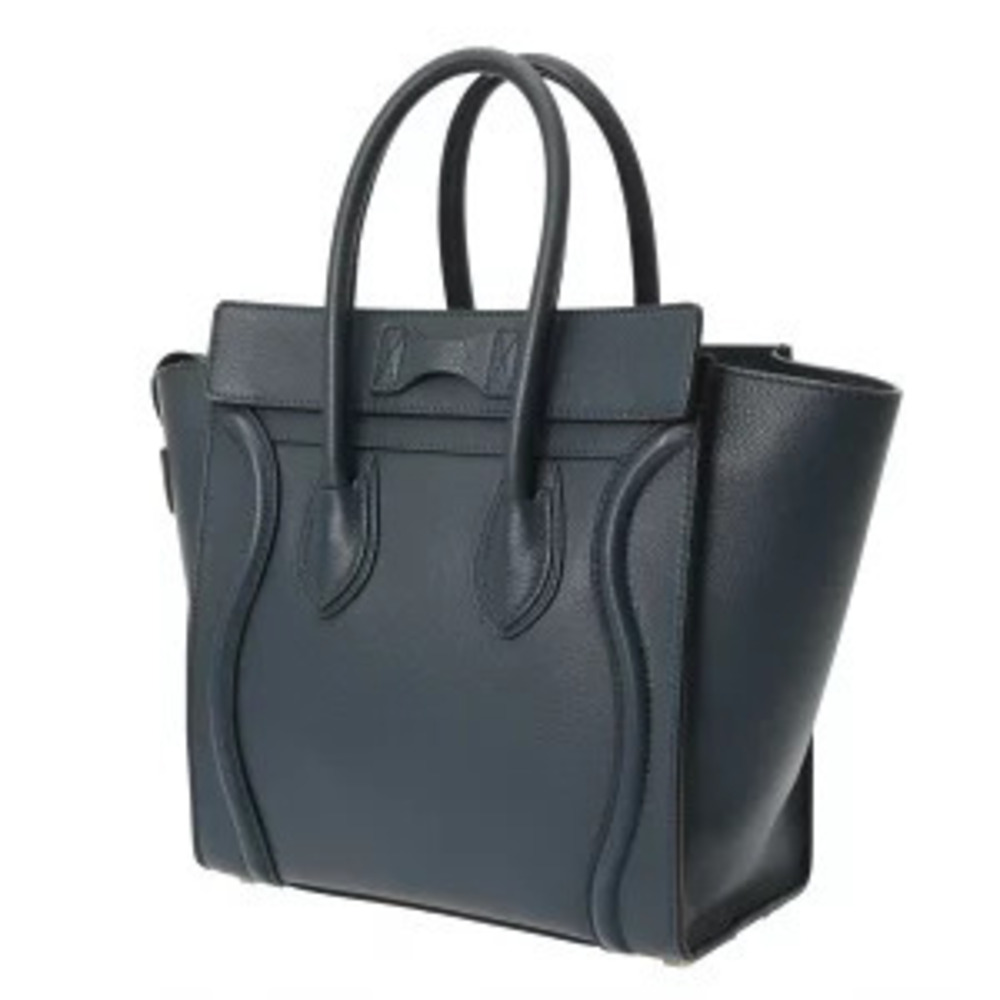 Celine Navy Leather Handbag Blue Luggage
